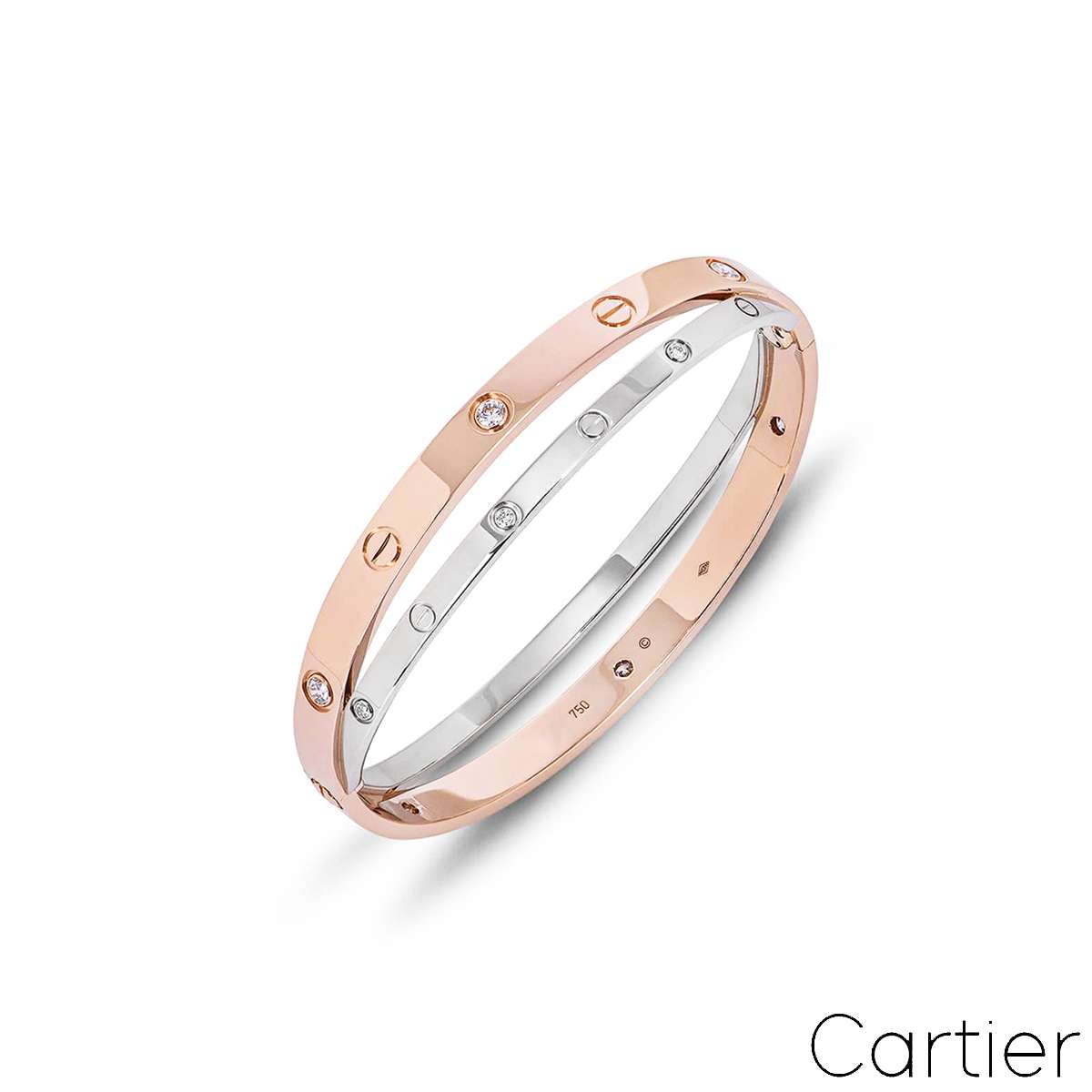Cartier Love Rose & White Gold Diamond Bracelet Size 16 N6039116